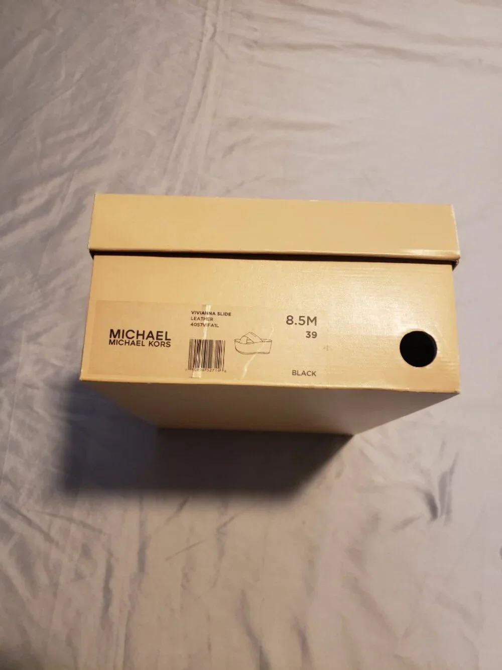Michael Kors Vivianna Slide Leather Sandals Black 8.5M NIB New